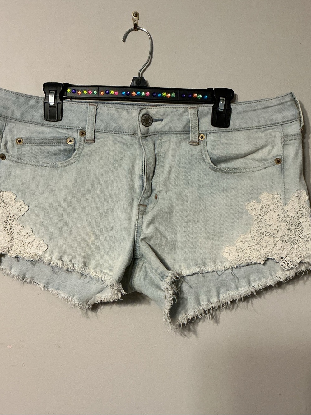 American Eagle Jean Shorts W/ Lace&Fray Detail